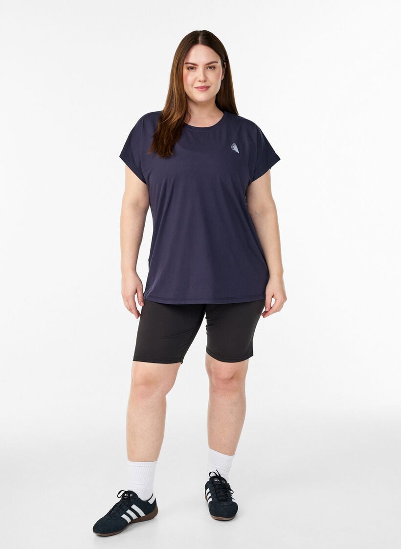 Einfarbiges Trainings-T-Shirt, Blau, Model image number 1