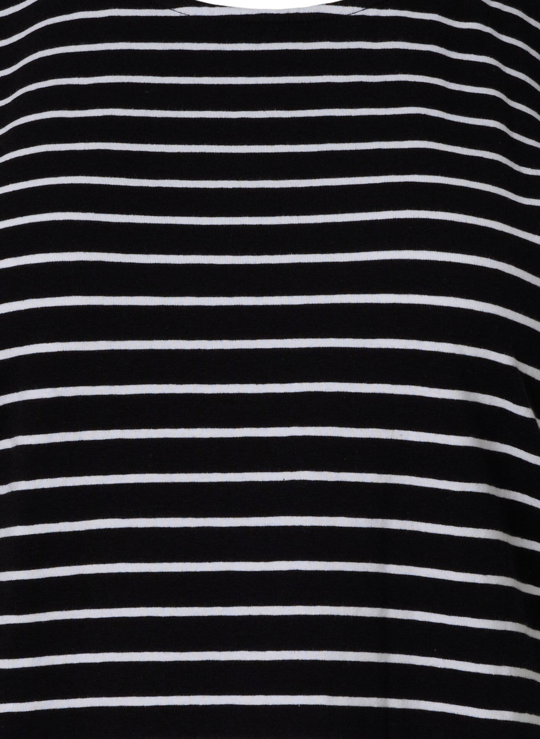 ZizziT-Shirt aus Baumwolle mit Streifen, Black W. Stripe, Packshot image number 2