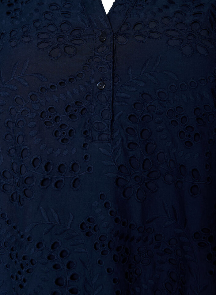 Kleid aus Broderie Anglaise mit R&uuml;schen&auml;rmeln, Blau, Packshot image number 2