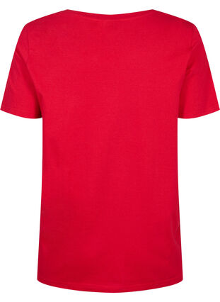 T-Shirt aus Baumwolle mit Broderi anglaise, Tango Red, Packshot image number 1