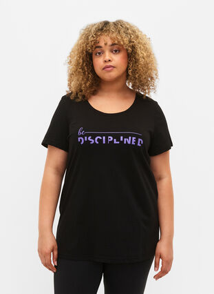 Trainings-T-Shirt mit Print, Black w. Disciplined, Model image number 0