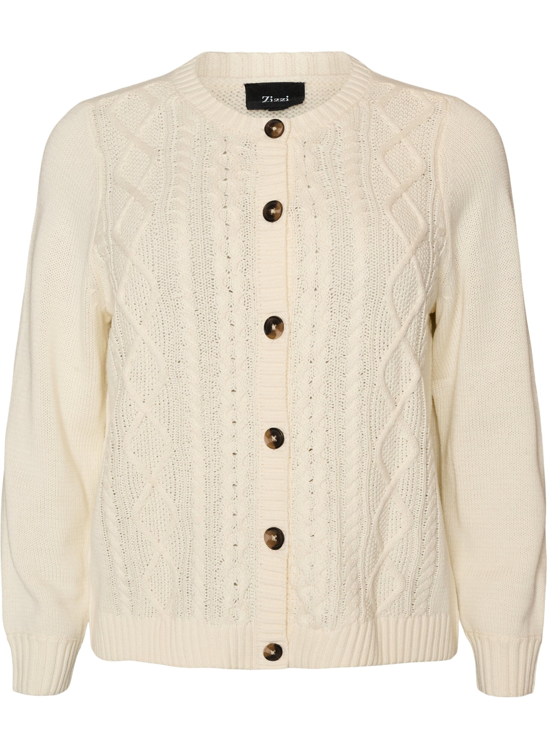 ZizziStrickjacke mit Zopfmuster, Vanille, Packshot image number 0