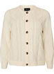 Strickjacke mit Zopfmuster, Vanille, Packshot image number 0