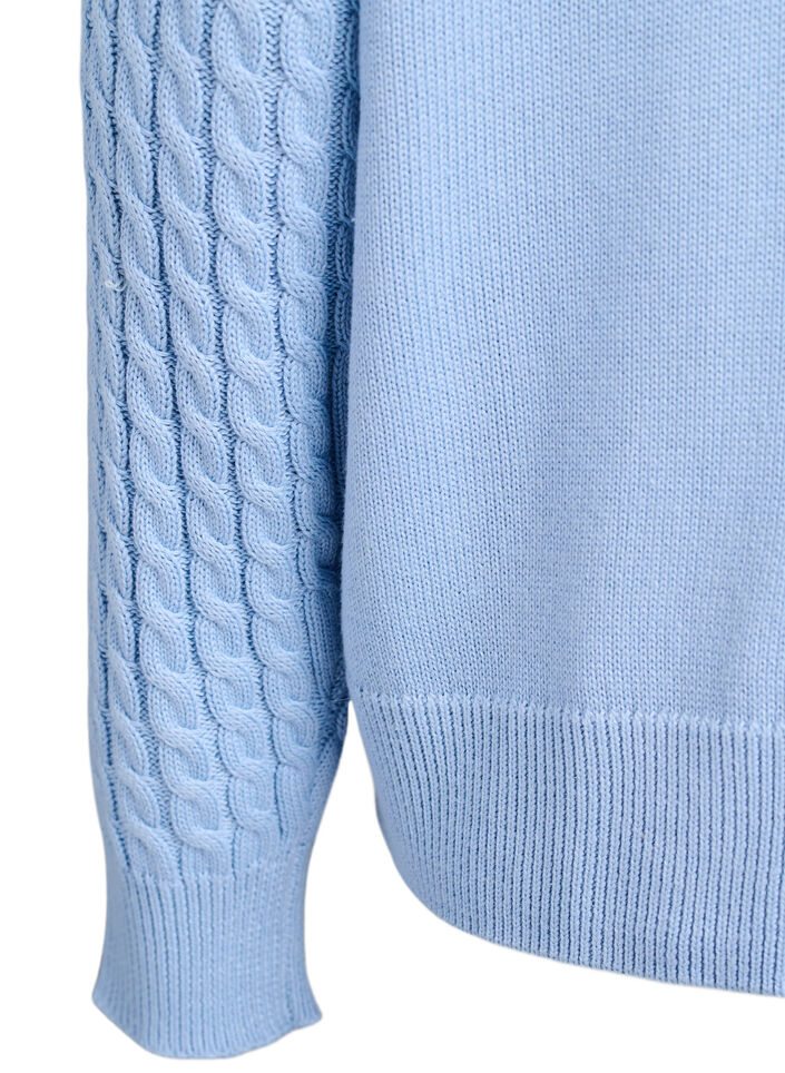 Zopfmuster-Strickjacke mit goldenen Kn&ouml;pfen, Blau, Packshot image number 3
