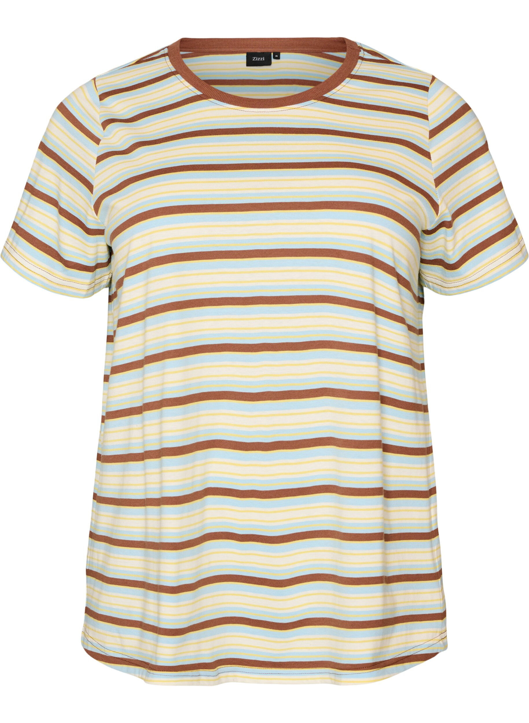 ZizziGestreiftes T-Shirt aus Bio-Baumwolle, Braun, Packshot image number 0