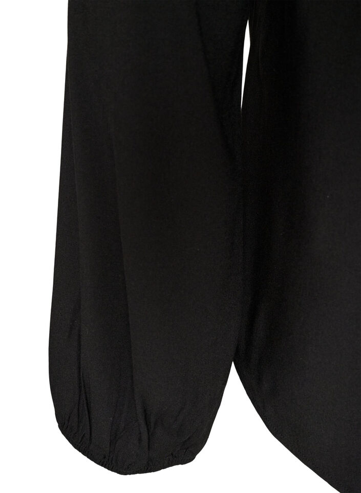 Bluse aus Viskose mit V-Ausschnitt und langen &Auml;rmeln, Schwarz, Packshot image number 3
