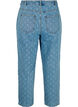 Cropped Jeans mit Aufdruck und hoher Taille, Blue denim, Packshot image number 1