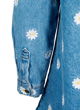 Lockeres Jeanshemd mit aufgestickten Gänseblümchen, L.B. Flower, Packshot image number 3
