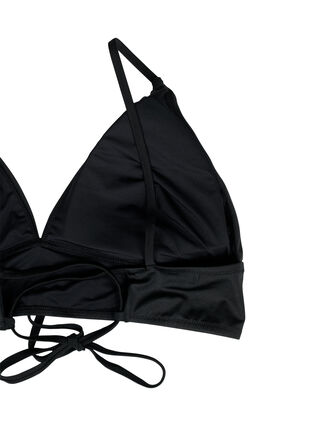 Bikinioberteil mit herausnehmbaren Polstern und Bindeband am Rücken, Black, Packshot image number 3