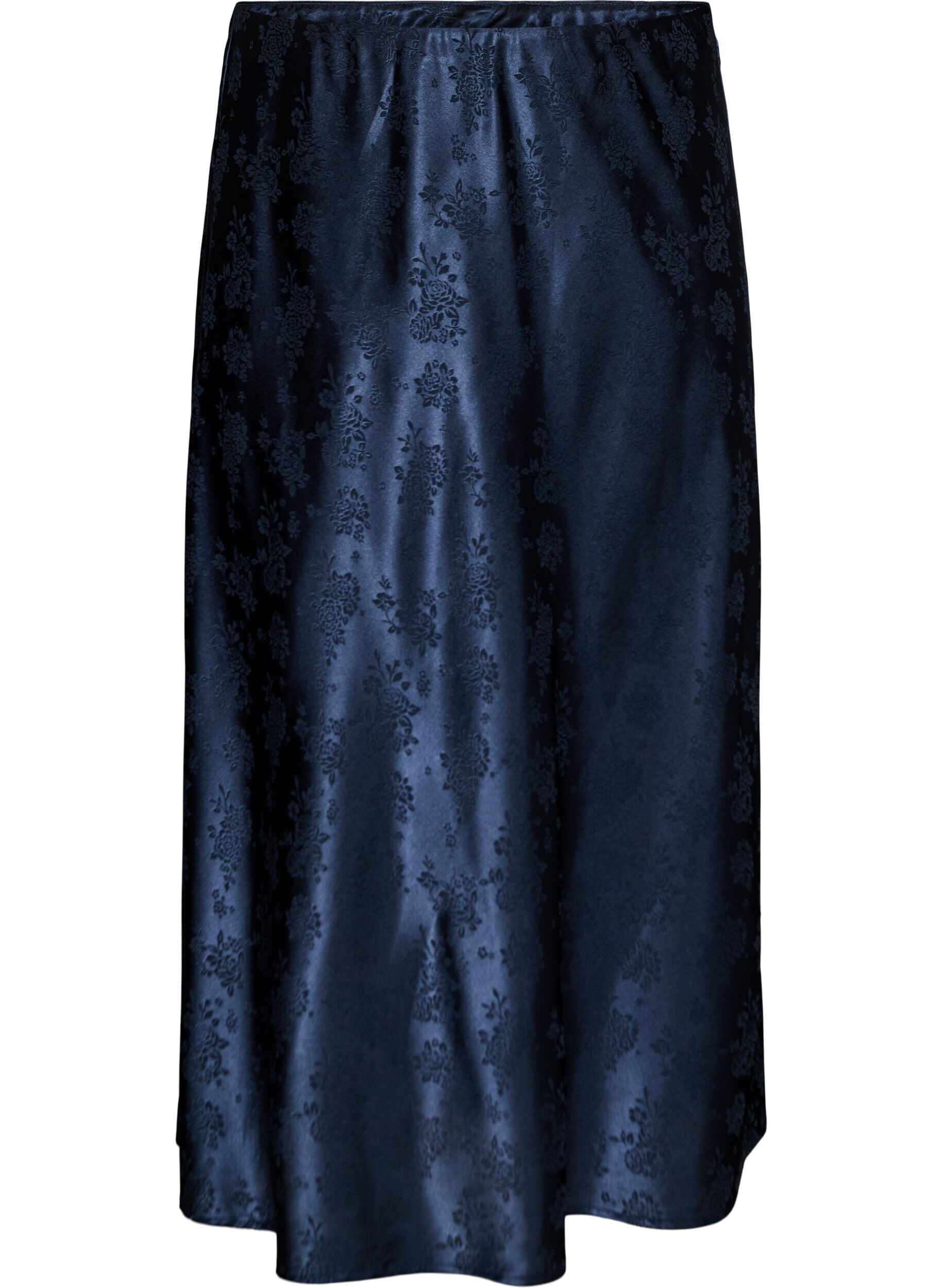 Rock aus Satin mit Ton-in-Ton-Blumenmuster