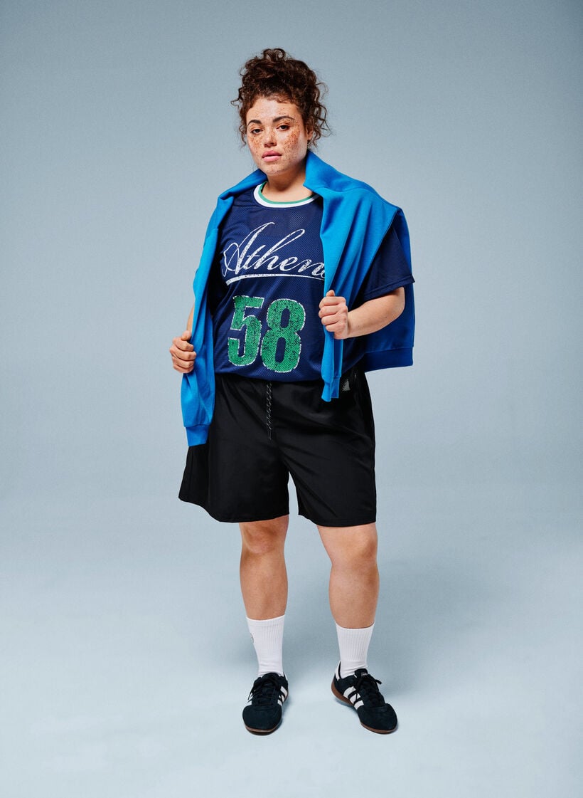 Trainingsshorts mit Innenhose und Handytasche, Schwarz, Image