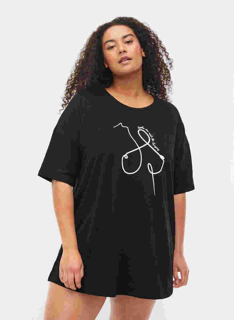 Support the breasts - T-Shirt aus Baumwolle, Black, Model