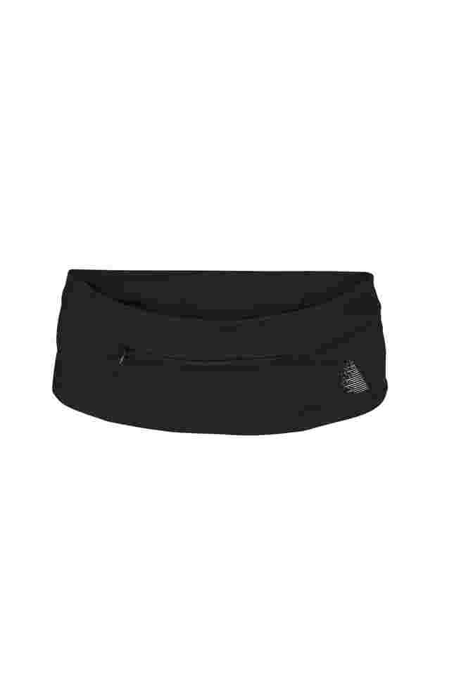 Laufgürtel mit Taschen und Reißverschluss, Black, Packshot image number 0