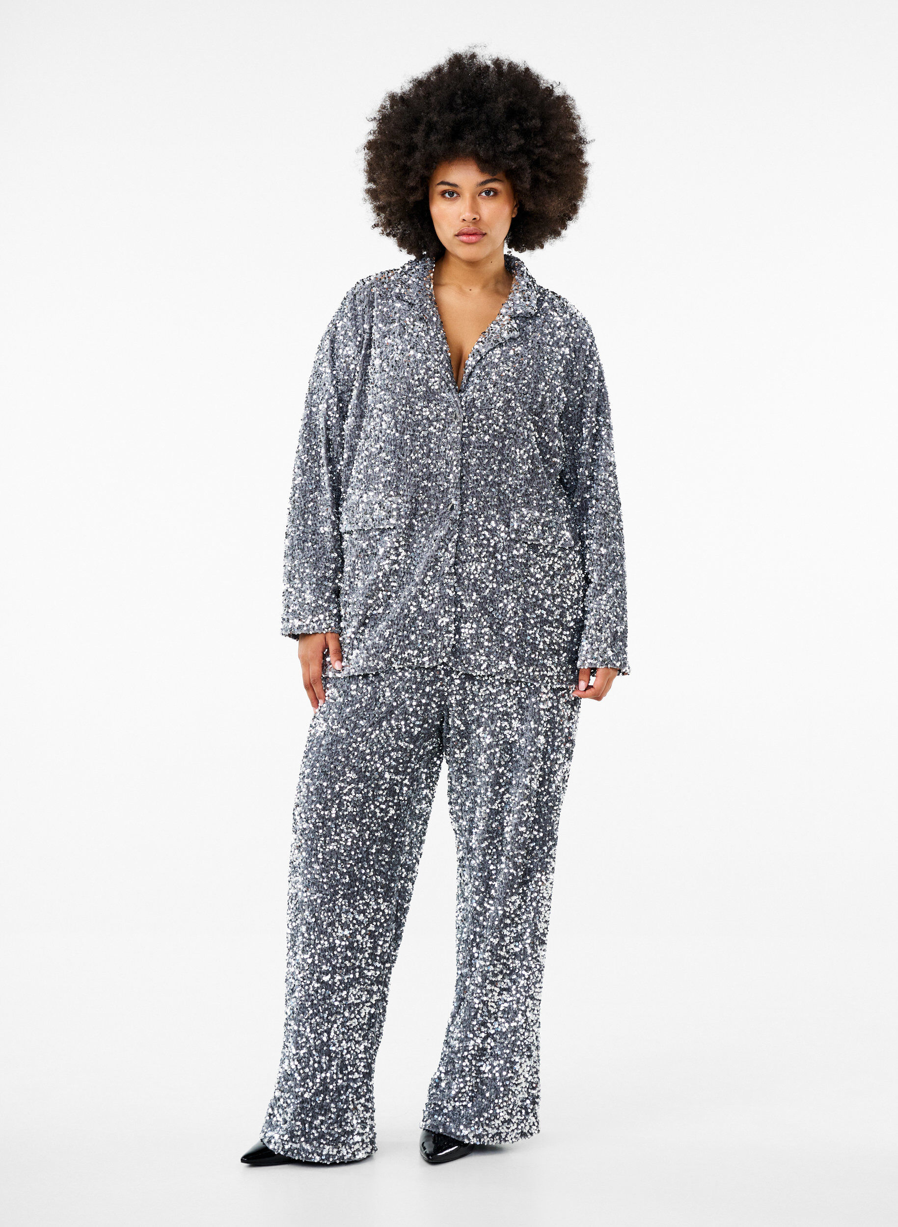 ZizziPaillettenblazer mit Taschen, Silver, Model image number 2