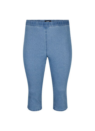FLASH - Hoch taillierte Capri-Hose aus Denim mit Slim Fit, Light Blue Denim, Packshot image number 0