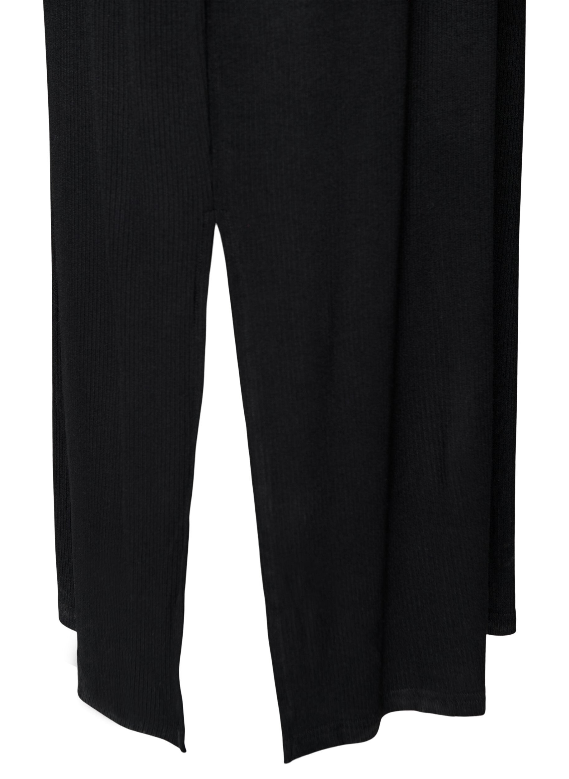 Zizzi&Auml;rmelloses geripptes Kleid aus Viskose, Schwarz, Packshot image number 3