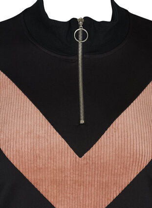 Hochgeschlossenes Sweatshirt mit Reißverschluss , Black w. Burlwood, Packshot image number 2