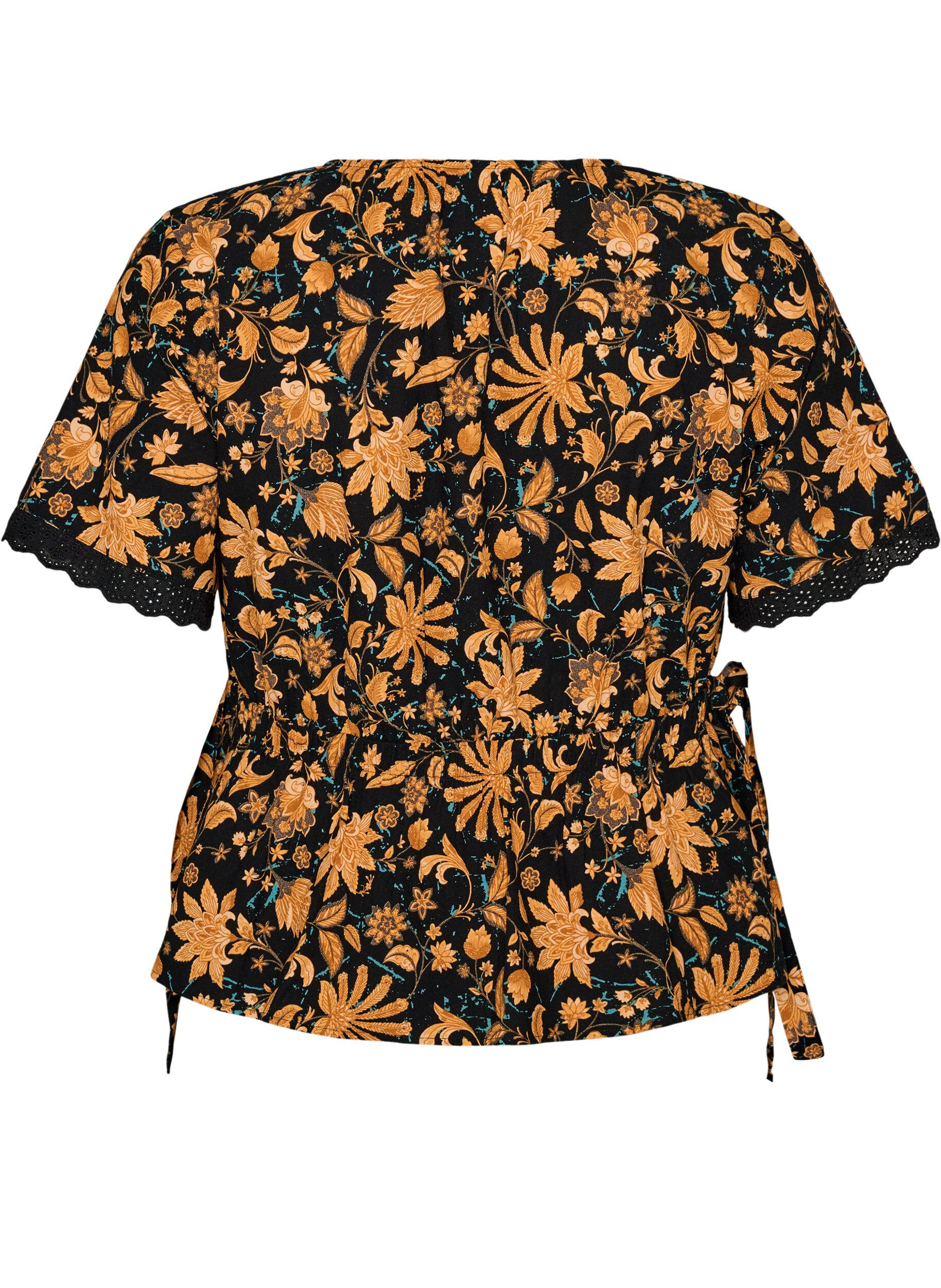 ZizziGebl&uuml;mte Bluse aus Baumwolle mit Bindeband, Orange, Packshot image number 1