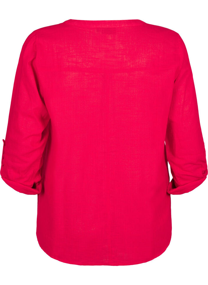 Baumwollbluse mit V-Ausschnitt, Rot, Packshot image number 1