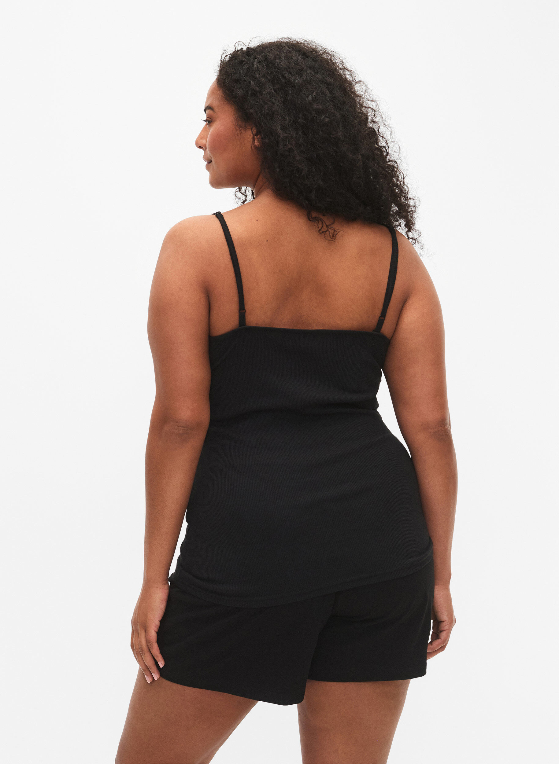 Zizzi2-Pack gerippte Nachttops, Black/Black, Model image number 1