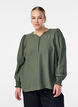 Viskose-Bluse mit Puff&auml;rmeln und gerafften Details, Gr&uuml;n, Model image number 0