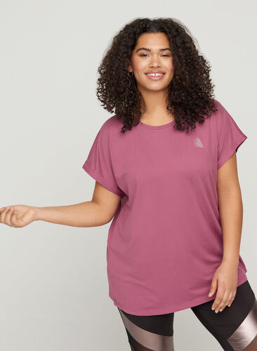 Einfarbiges Trainings-T-Shirt, Grape Nectar , Model image number 0