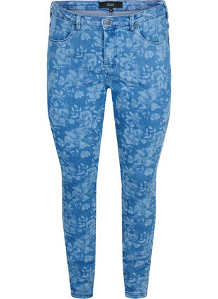 Super Slim Amy Jeans mit Muster, Blue denim, Packshot image number 0