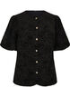 Gebl&uuml;mte Bluse mit Ballon&auml;rmeln, Schwarz, Packshot image number 0