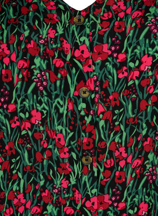 Bluse aus Viskose mit Knöpfen, Black w. Pink Flower, Packshot image number 2