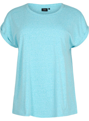 Melange-T-Shirt mit kurzen Ärmeln, Blue Atoll Mél, Packshot image number 0