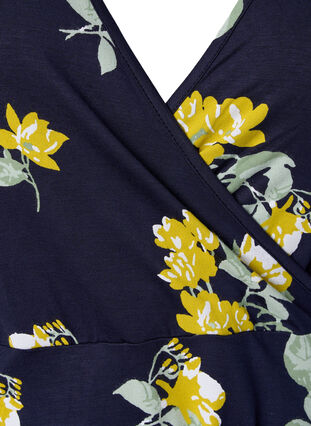 Wickelkleid aus Viskose mit kurzen Ärmeln, Night Sky AOP Flower, Packshot image number 2