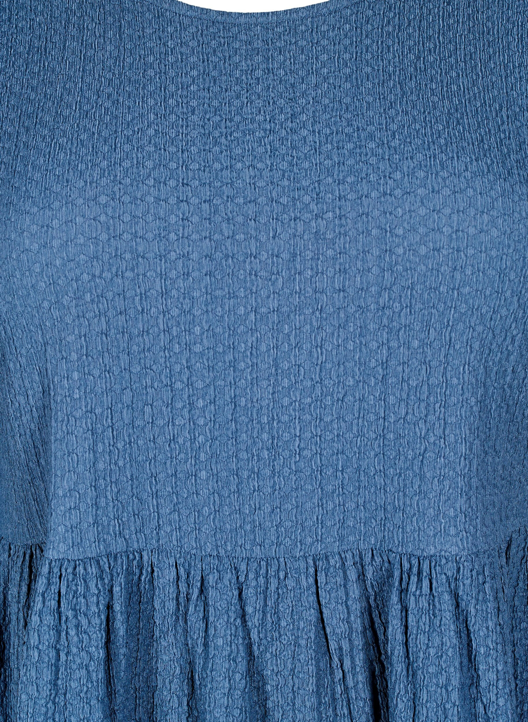 ZizziFLASH - Kurzes Kleid mit Struktur und 3/4-&Auml;rmeln, Sargasso Sea, Packshot image number 2