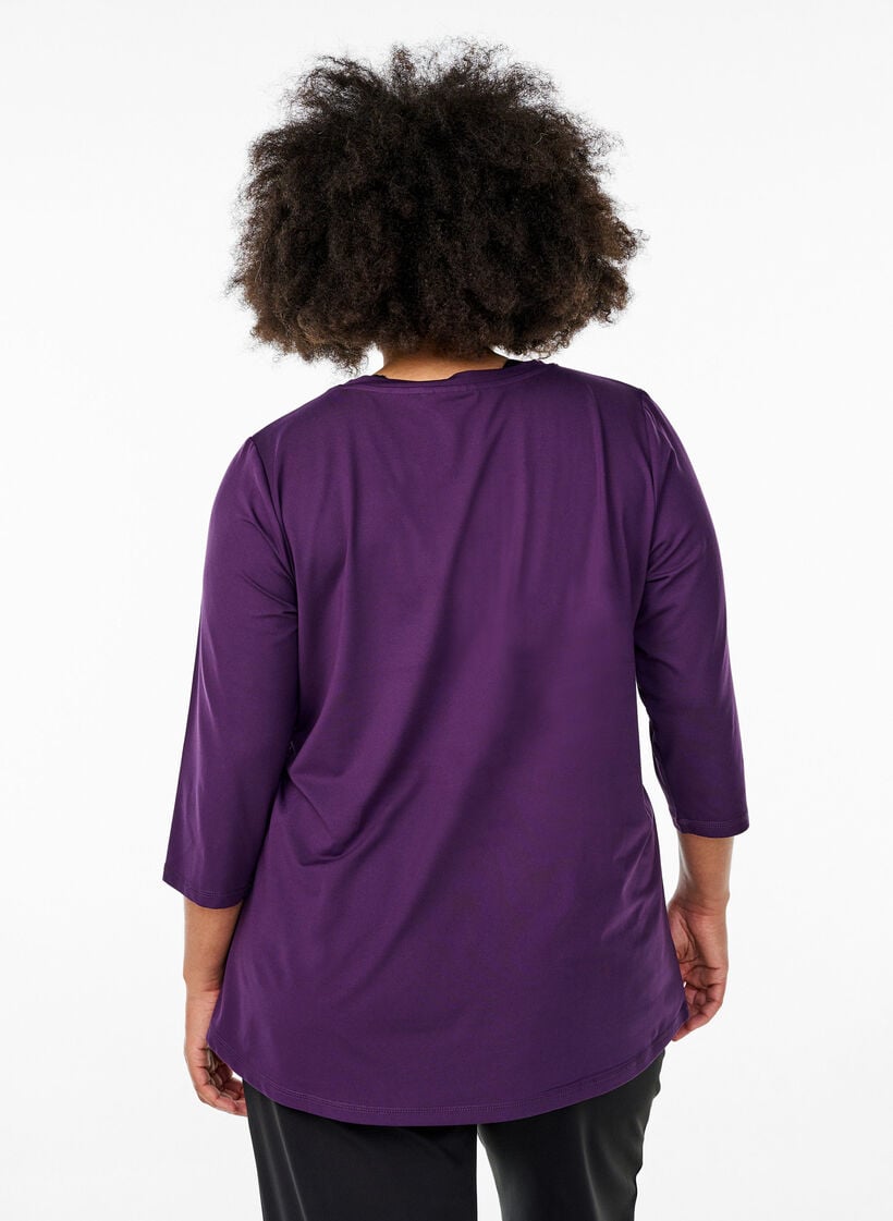 Trainingsshirt mit 3/4-&Auml;rmeln, Lila, Model image number 2