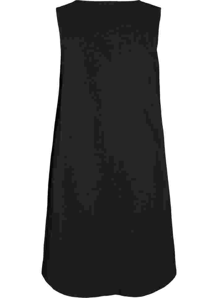 Ärmelloses Baumwollkleid mit A-Linie, Black, Packshot image number 1