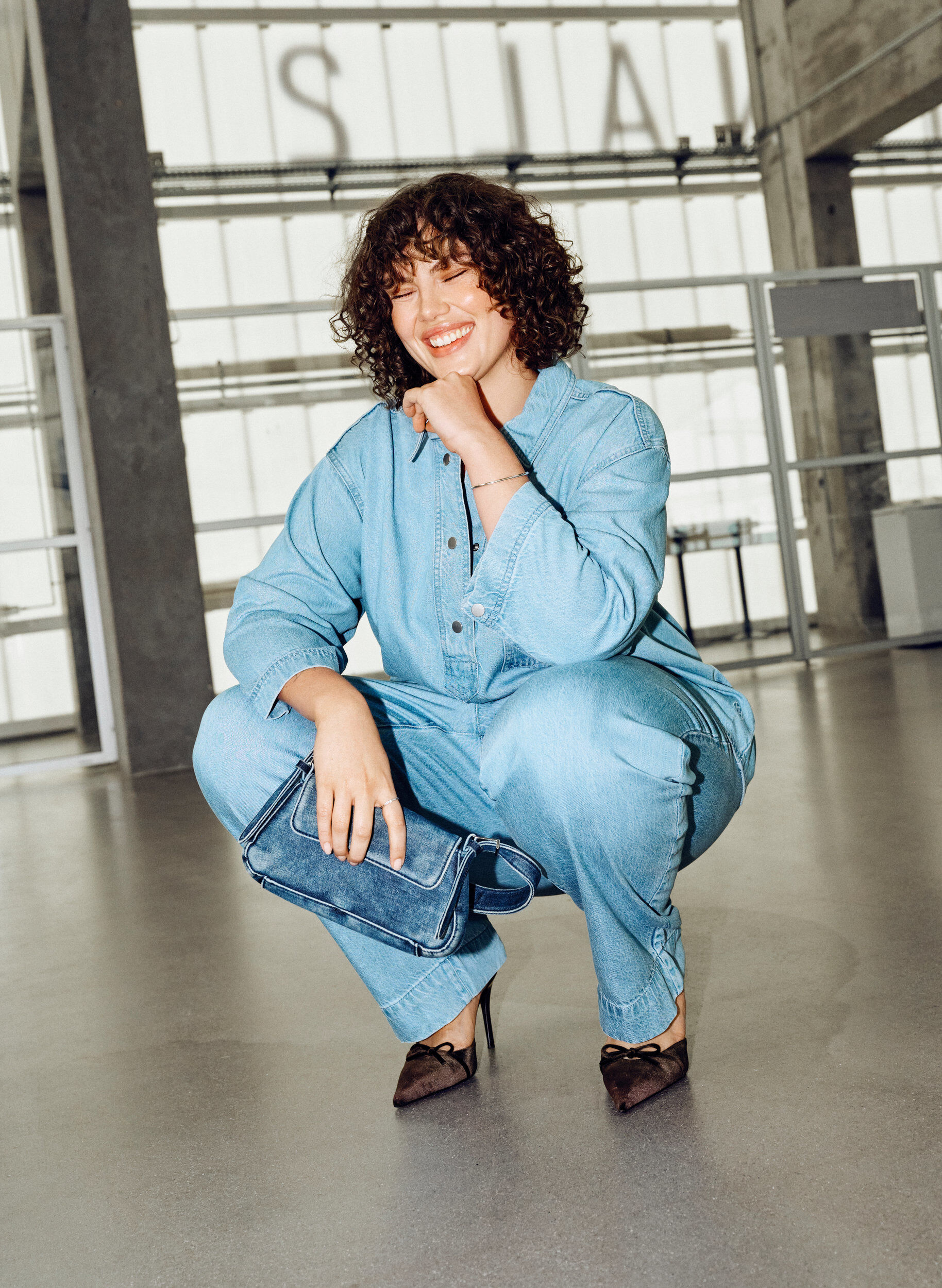 ZizziLockeres Denimhemd mit 3/4-&Auml;rmeln, Blau, Image image number 0