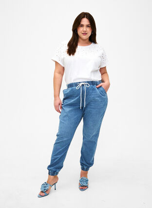 Jeans-Jogginghose mit Taschen, Light Blue Denim, Model image number 0