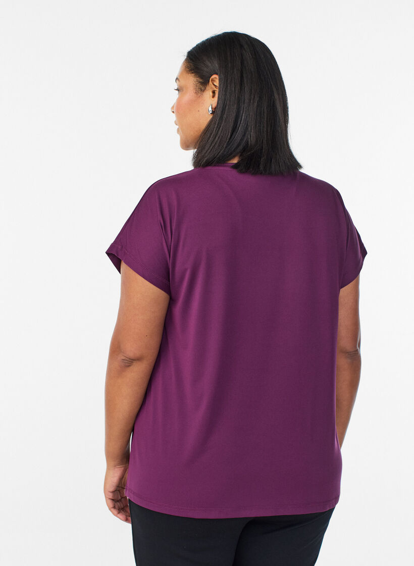 Einfarbiges Trainings-T-Shirt, Lila, Model image number 2