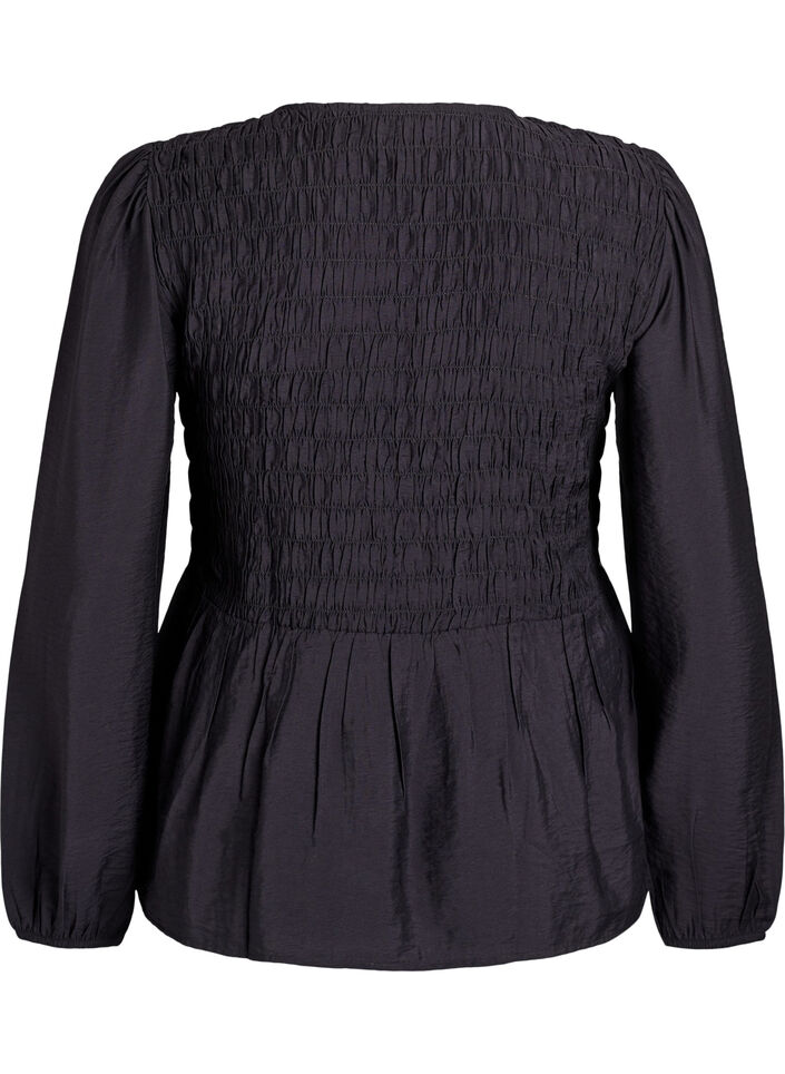 Bluse mit Puff und langen &Auml;rmeln, Schwarz, Packshot image number 1