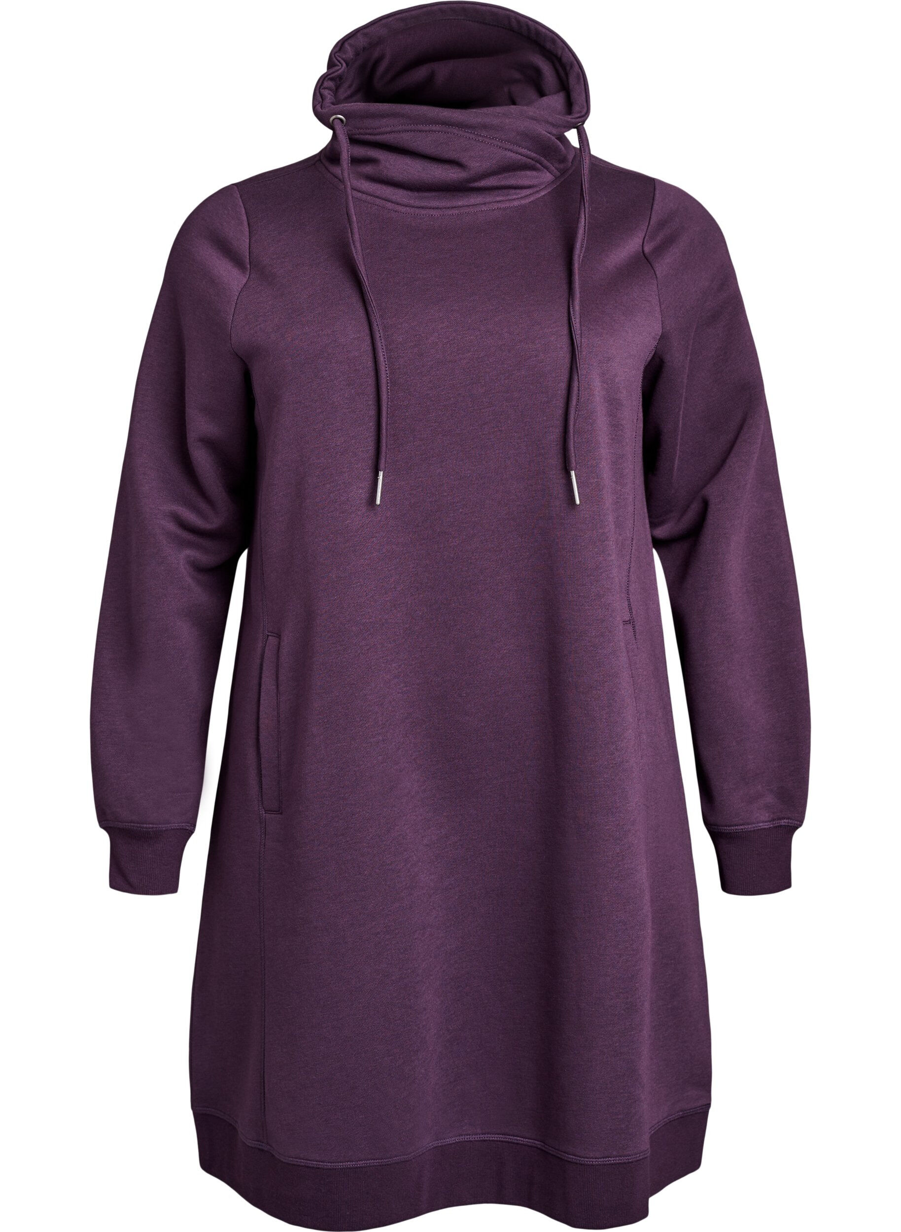 ZizziKurzes Sweatshirtkleid mit Stehkragen und Taschen, Lila, Packshot image number 0