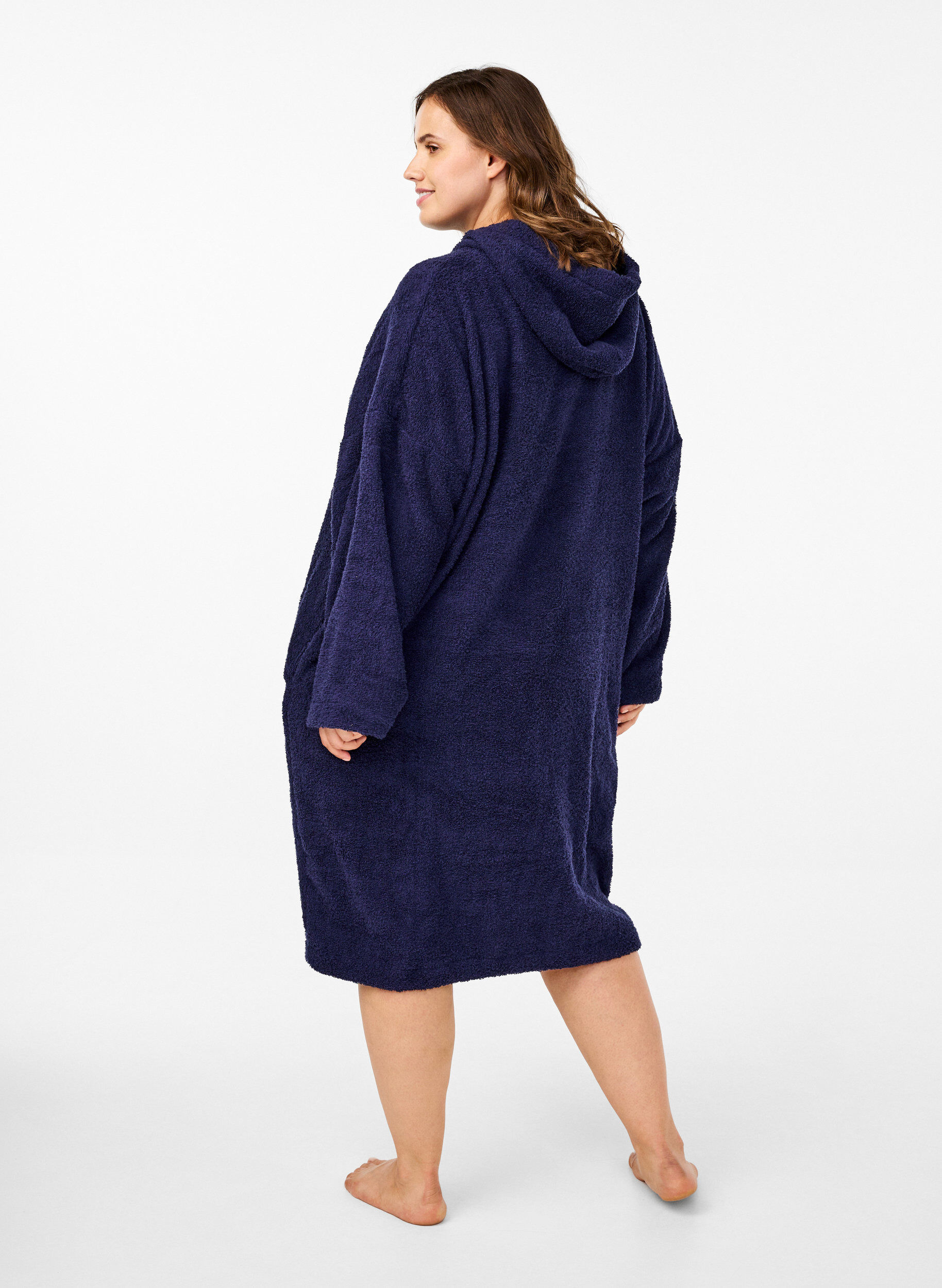 ZizziFrottee-Poncho mit Kapuze, Navy Blazer, Model image number 1