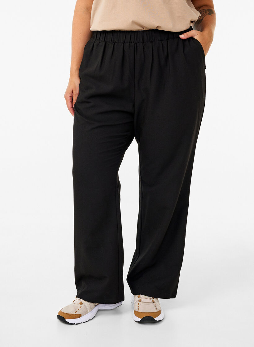 Weite Hose mit Taschen, Schwarz, Model image number 2
