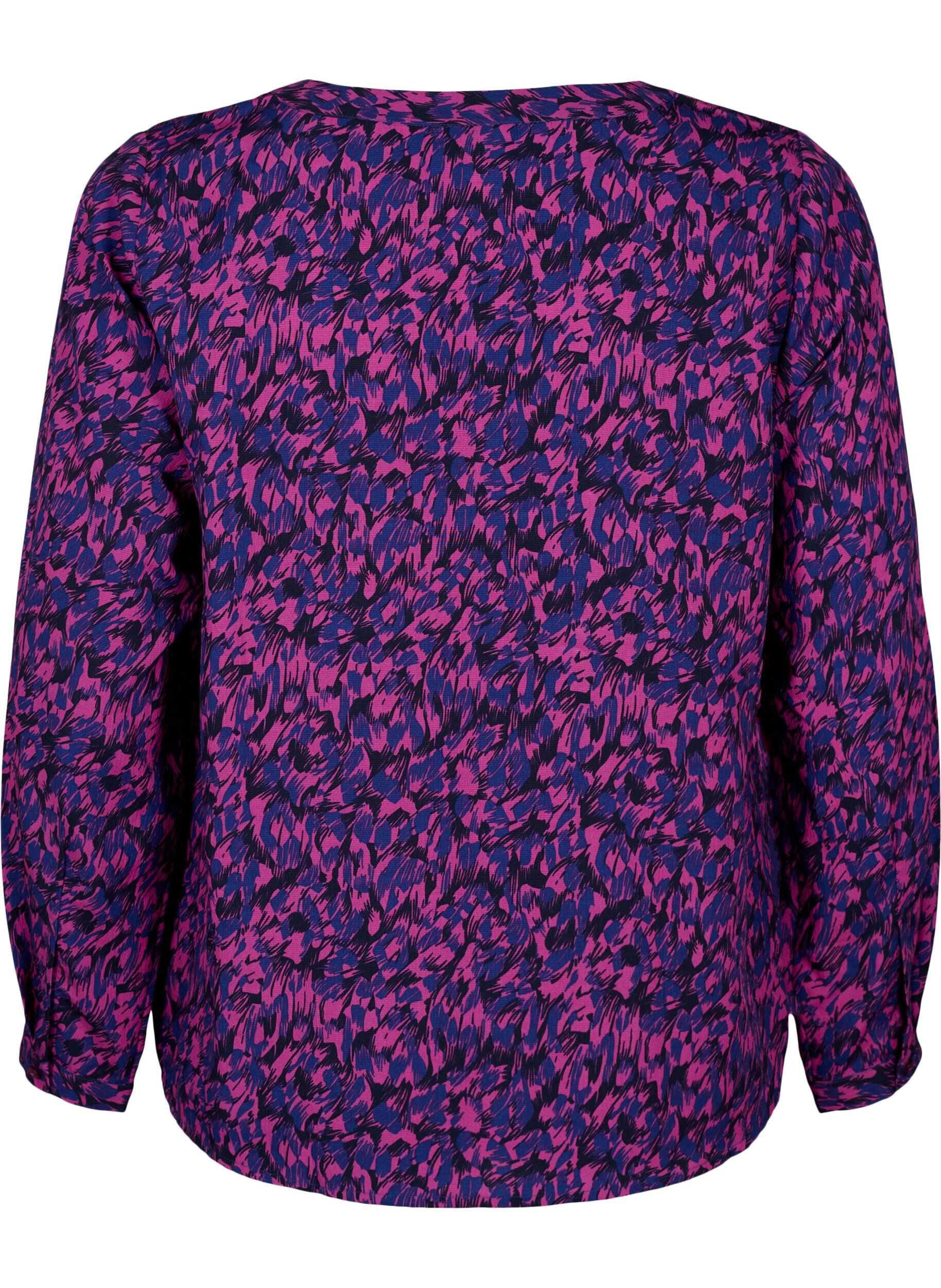 ZizziFLASH &ndash; Lang&auml;rmlige Bluse mit Druck, Pink Blue AOP, Packshot image number 1