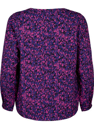 FLASH – Langärmlige Bluse mit Druck, Pink Blue AOP, Packshot image number 1