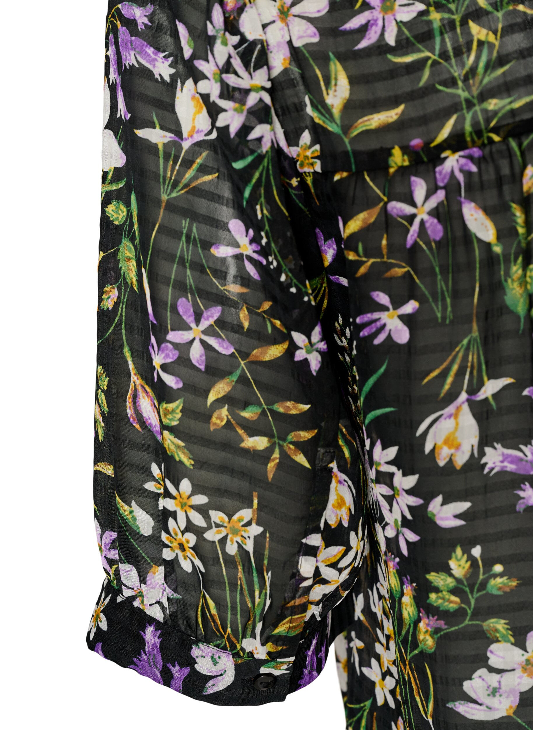 ZizziGebl&uuml;mte Bluse mit V-Ausschnitt, Schwarz, Packshot image number 3