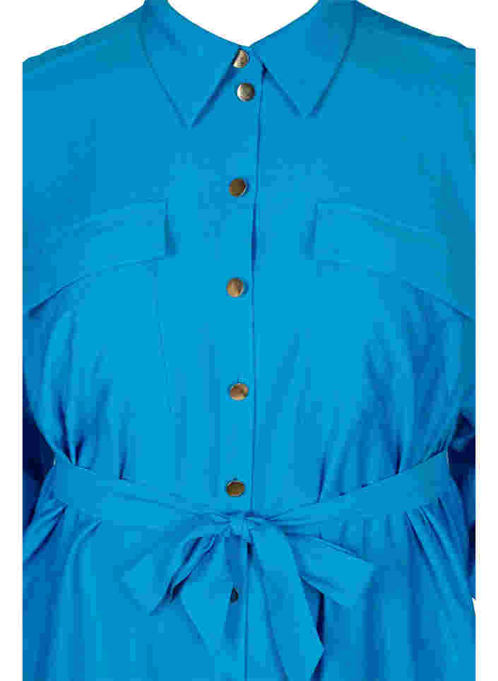 Hemdbluse aus Viskose mit Taillengürtel, Dresden Blue, Packshot image number 2