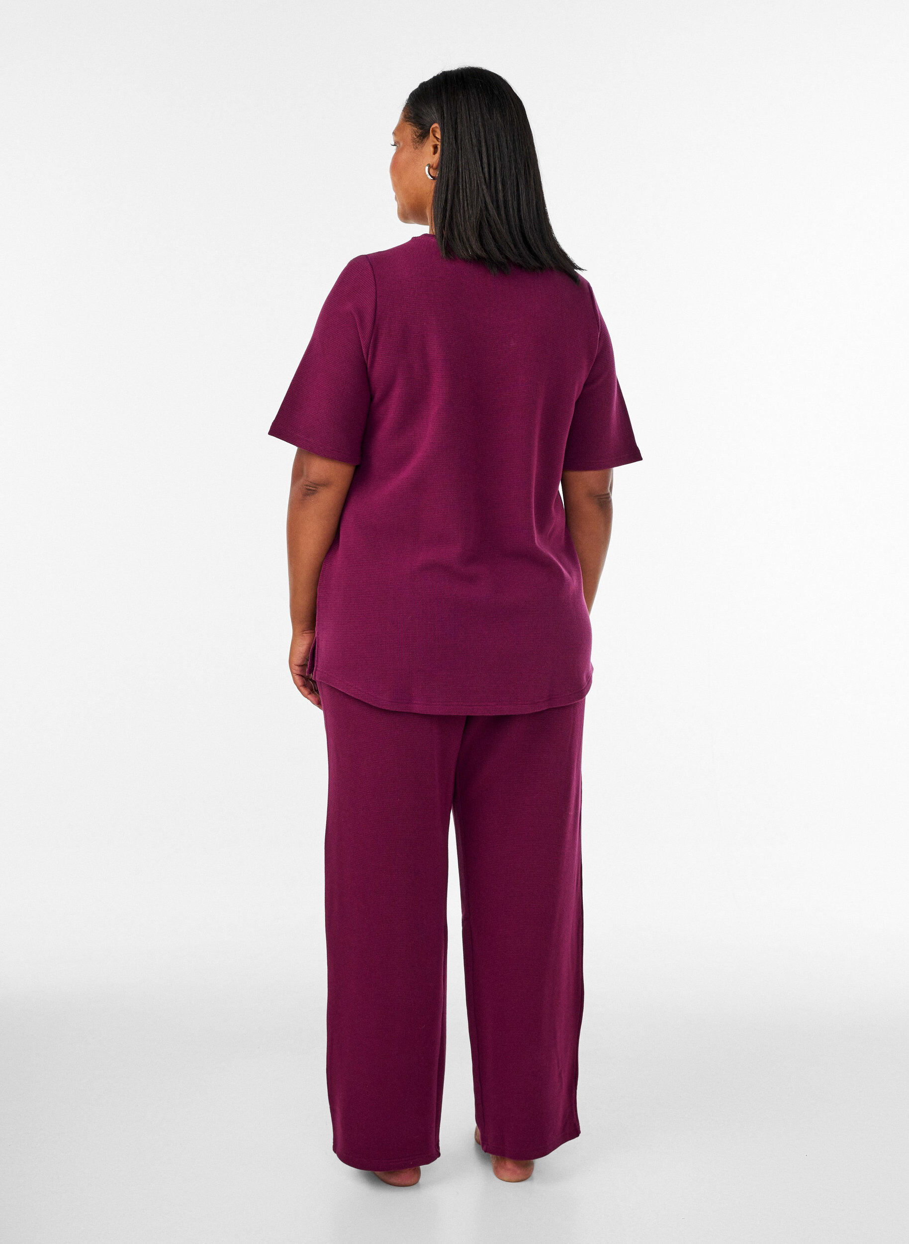 ZizziLockere Hose mit Struktur und hoher Taille, Rot, Model image number 1