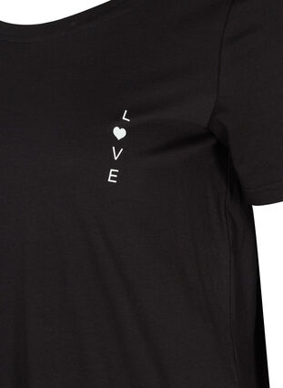 Kurzarm Baumwoll T-Shirt, Black w. Love, Packshot image number 2
