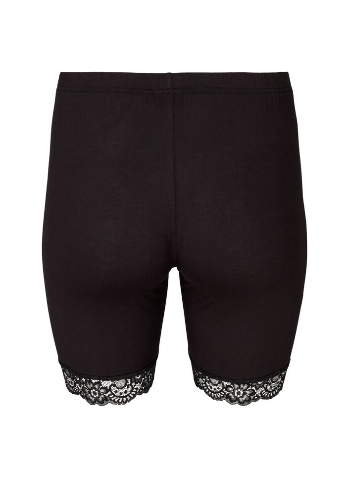 Fahrradshorts mit Spitzensaum, Schwarz, Packshot image number 1