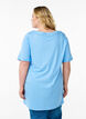 Einfarbiges Oversize T-Shirt mit V-Ausschnitt, Blau, Model image number 2