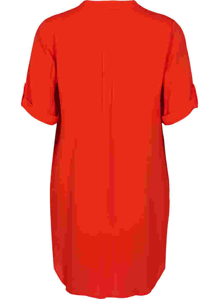 Viskose-Tunika mit kurzen Ärmeln, Fiery Red, Packshot image number 1